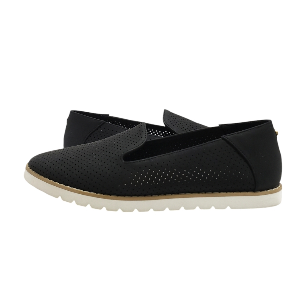 Black Perforated Slip-On Women's Shoe